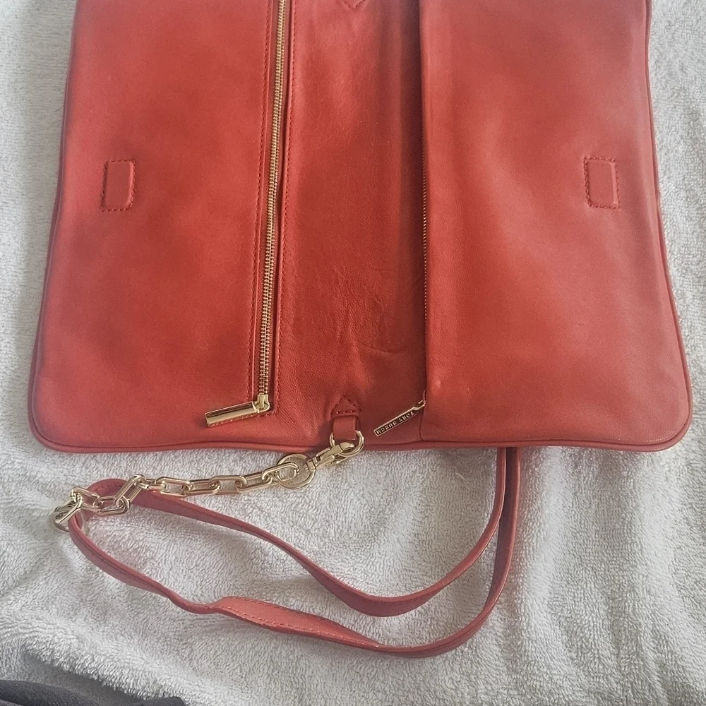 Tory Burch Reva Red Leather Detachable Chain Link Shoulder Bag/Crossbody/Clutch